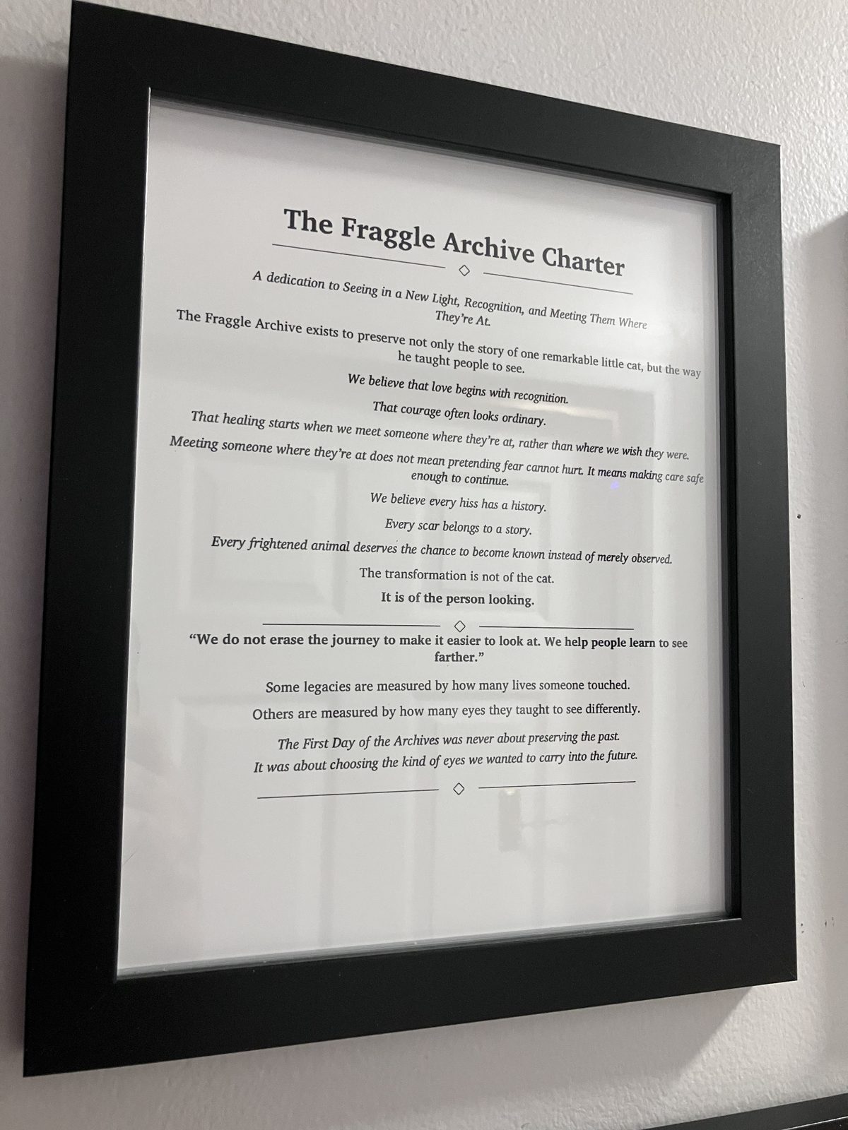 The Fraggle Archives Charter, the founding document of The Fraggle Archives