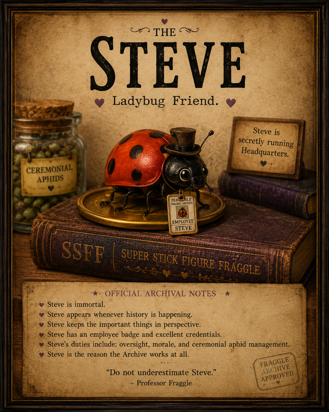 Steve, the ladybug friend of The Fraggle Archives